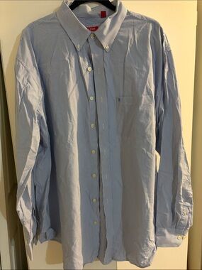 Izod Men's Blue & White Pinstripe Button-Down Dress Shirt